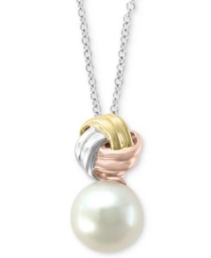 Effy Cultured Freshwater Pearl (9mm) 18 Pendant Necklace In 14k Gold, White Gold & Rose Gold