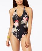 Roxy Sea Lovers Tropical-print Crochet-inset Cheeky One-piece Swimsuit, A Macy's Exclusive Style Women's Swimsuit