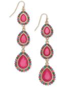 Thalia Sodi Gold-tone Beaded Stone Teardrop Linear Drop Earrings, Created For Macy's