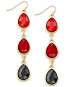 Thalia Sodi Gold-tone Red And Black Stone Linear Earrings, Only At Macy's