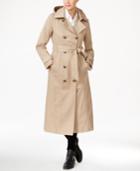 Anne Klein Hooded Water-resistant Long Trench Coat