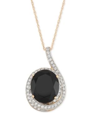 Onyx (3-1/2 Ct. T.w.) And White Topaz (1/2 Ct. T.w.) Pendant Necklace In 14k Gold