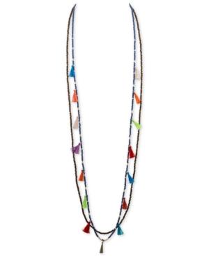 Rachel Rachel Roy Gold-tone Multicolor Bead & Tassel Double-row Necklace