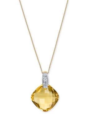 Citrine (6-3/8 Ct. T.w.) & Diamond Accent 18 Pendant Necklace In 14k Gold