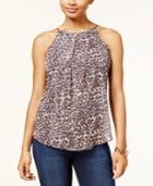 Bcx Juniors' Printed Scalloped Metallic Top