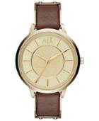 Ax Armani Exchange Women's Dark Brown Leather Strap Watch 38mm Ax5310