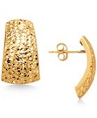 Crystal-cut Domed Hoop Earrings In Italian 14k Gold