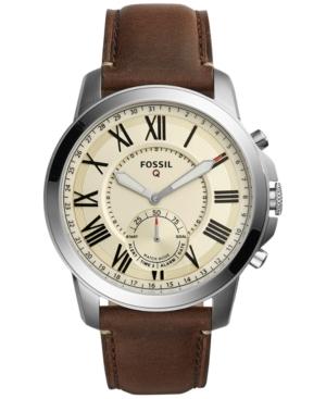 Fossil Q Men's Grant Saddle Brown Leather Strap Hybrid Smart Watch 44mm Ftw1118