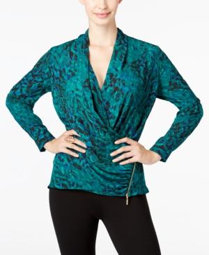Thalia Sodi Printed Faux-wrap Top, Only At Macy's
