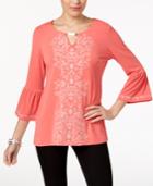 Jm Collection Embroidered Keyhole Tunic, Created For Macy's