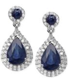 Sapphire (1-9/10 Ct. T.w.) And Diamond (1/3 Ct. T.w.) Earrings In 14k White Gold