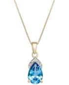 Blue Topaz (2-3/8 Ct. T.w.) And Diamond Accent Pendant Necklace In 14k Gold