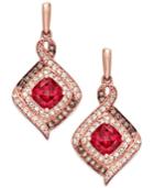 Rhodolite Garnet (2 Ct. T.w.) And Diamond (3/8 Ct. T.w.) Drop Earrings In 14k Rose Gold