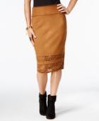 Thalia Sodi Faux-suede Laser-cutout Pencil Skirt, Only At Macy's