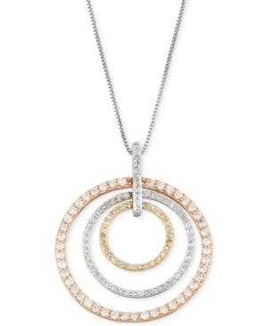 Diamond Circle Of Love Tri-tone Pendant Necklace (3/4 Ct. T.w.) In 10k Gold