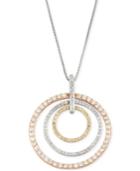 Diamond Circle Of Love Tri-tone Pendant Necklace (3/4 Ct. T.w.) In 10k Gold