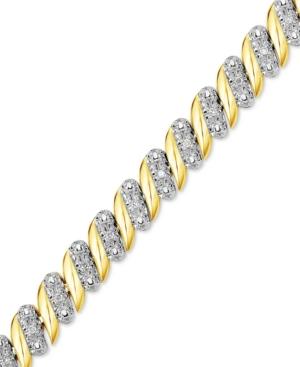 Diamond (1/4 Ct. T.w.) Zig Zag Bracelet In 14k Gold-plated Sterling Silver