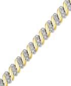 Diamond (1/4 Ct. T.w.) Zig Zag Bracelet In 14k Gold-plated Sterling Silver