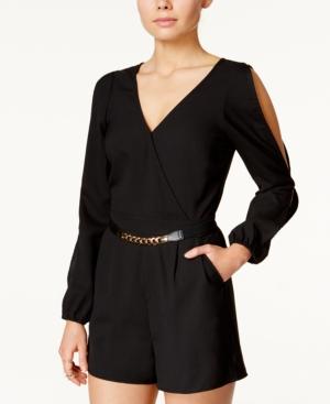 Material Girl Juniors' Embellished Cold-shoulder Romper, Only At Macy's