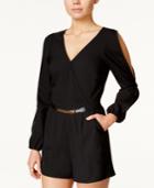 Material Girl Juniors' Embellished Cold-shoulder Romper, Only At Macy's