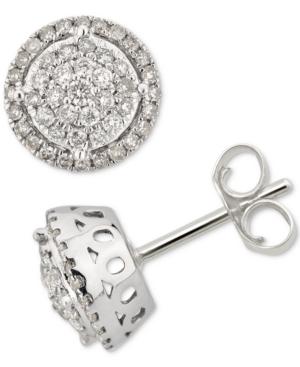 Diamond Cluster Stud Earrings (1/2 Ct T.w.) In 14k White Gold