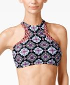 Hula Honey Gypsy Deco Print High-neck Halter Top Women's Swimsuit