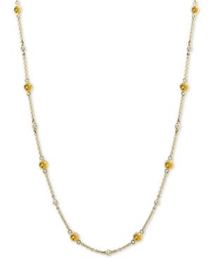Effy Yellow Sapphire (1-3/8 Ct. T.w.) And Diamond (1/8 Ct. T.w.) Necklace In 14k Gold, 18