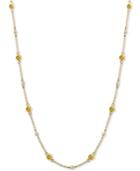 Effy Yellow Sapphire (1-3/8 Ct. T.w.) And Diamond (1/8 Ct. T.w.) Necklace In 14k Gold, 18