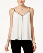 Lily Black Juniors' Contrast-trim Top, Only At Macy's