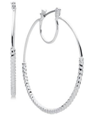 Nine West Silver-tone Ridged Hoop Earrings