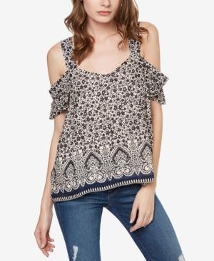Sanctuary Printed Cold-shoulder Top