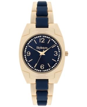 Style & Co. Women's Gold-tone And Blue Stainless Steel Bracelet Watch 36mm Sy055gn, Only At Macy's