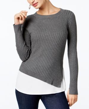Inc International Concepts Ribbed Layered-look Sweater, Created For Macy's