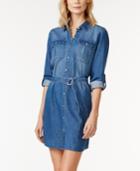 Jessica Simpson Emerson Roll-sleeve Denim Shirtdress With Belt