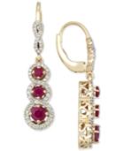 Rare Featuring Gemfields Certified Ruby (1-1/10 Ct. T.w.) And Diamond (1/2 Ct. T.w.) Triple Stone Infinity Drop Earrings In 14k Gold, Created For Macy's