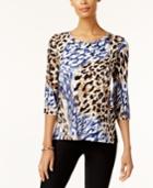Alfred Dunner Animal-print 3/4-sleeve Top