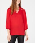 Bcx Juniors' Lace-trim Crisscross Top