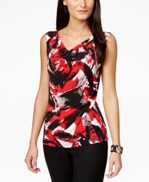 Kasper Cowl-neck Printed Top
