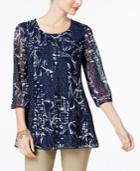 Jm Collection Printed Lace Tunic Top, Created For Macy's