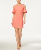 Calvin Klein Cold-shoulder Ruffled Sheath