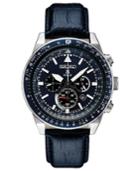 Seiko Men's Solar Chronograph Prospex Blue Leather Strap Watch 45mm