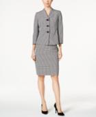 Le Suit Three-button Gingham Skirt Suit
