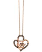 Le Vian Chocolatier Double Heart Pendant Necklace (1/4 Ct. T.w.) In 14k Rose Gold