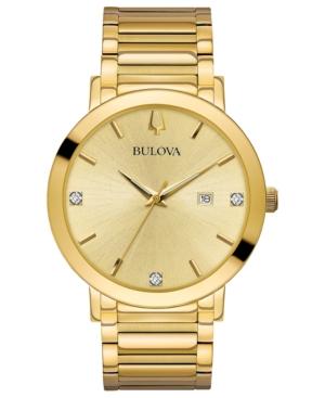 Bulova Men's Diamond Dress Diamond-accent Gold-tone Stainless Steel Bracelet Watch 42mm