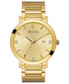Bulova Men's Diamond Dress Diamond-accent Gold-tone Stainless Steel Bracelet Watch 42mm