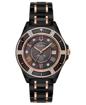 Bulova Women's Diamond-accent Marine Star Two-tone Ceramic Bracelet Watch 37mm