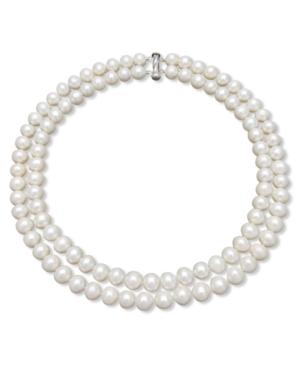 Belle De Mer Pearl Necklace, Sterling Silver Two Row Cultured Freshwater Pearl Strand (9-1/2-10-1/2mm)