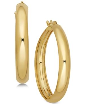 Polished Flex Hoop Earrings In 10k Gold, 1 Inch