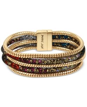 Betsey Johnson Gold-tone Crystal Mesh Filled Coil Bracelet