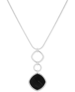 Nine West Silver-tone Pave & Stone Adjustable 40 Pendant Necklace